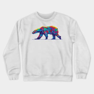 Rainbow Geometric Polar Bear Walking Crewneck Sweatshirt